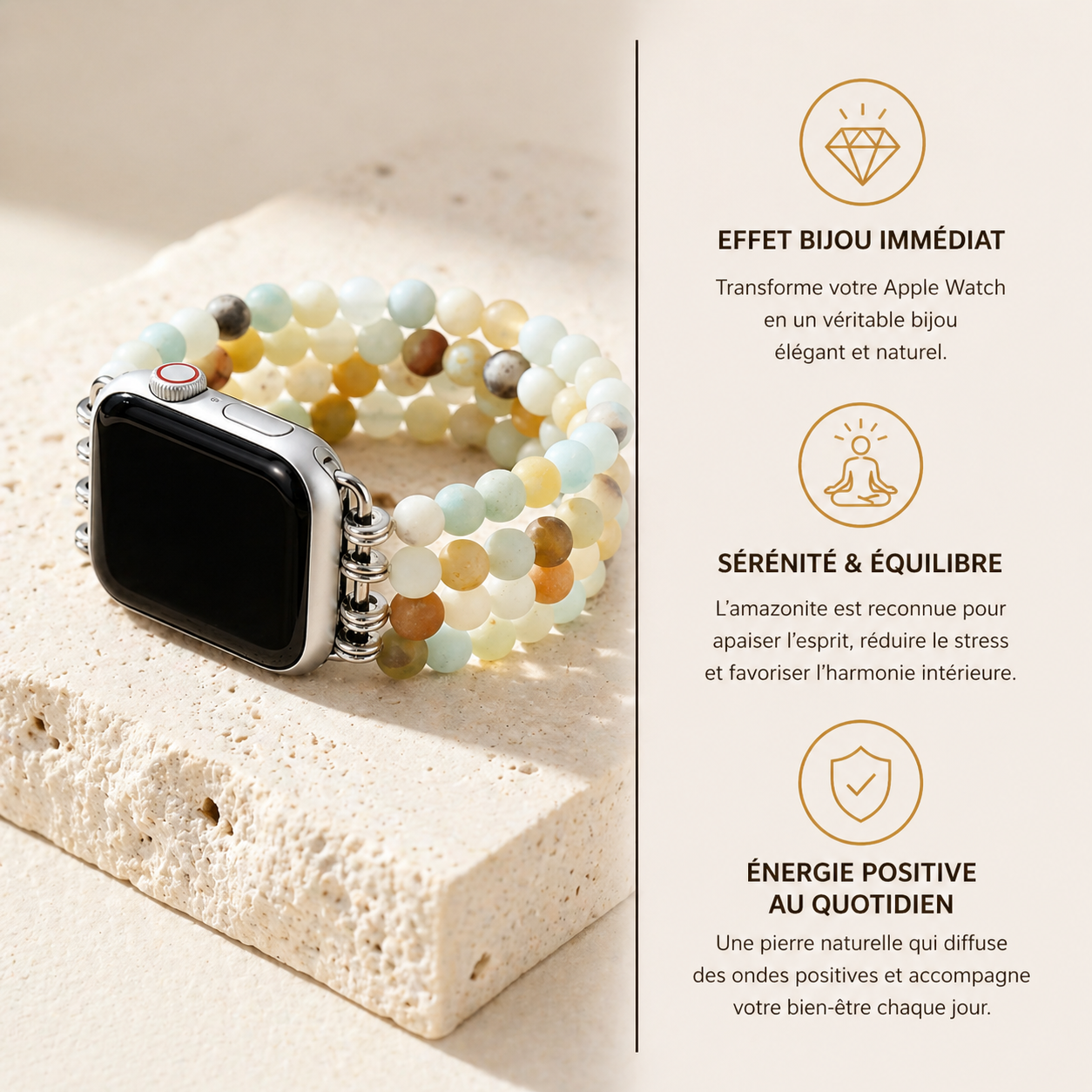 Bracelet Apple Watch Amazonite — Apaisement & Communication