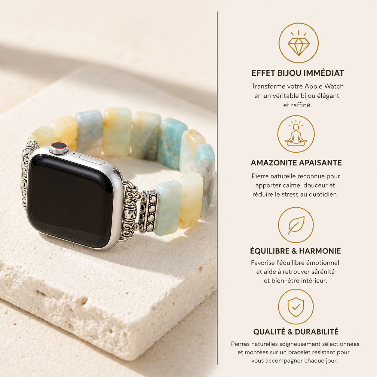 Bracelet Apple Watch Harmony — L'équilibre des énergies en 5 pierres