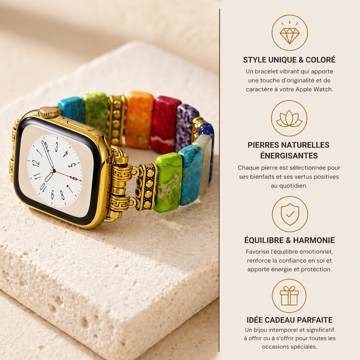 Bracelet Apple Watch Chakra Impérial — Les 7 chakras à votre poignet